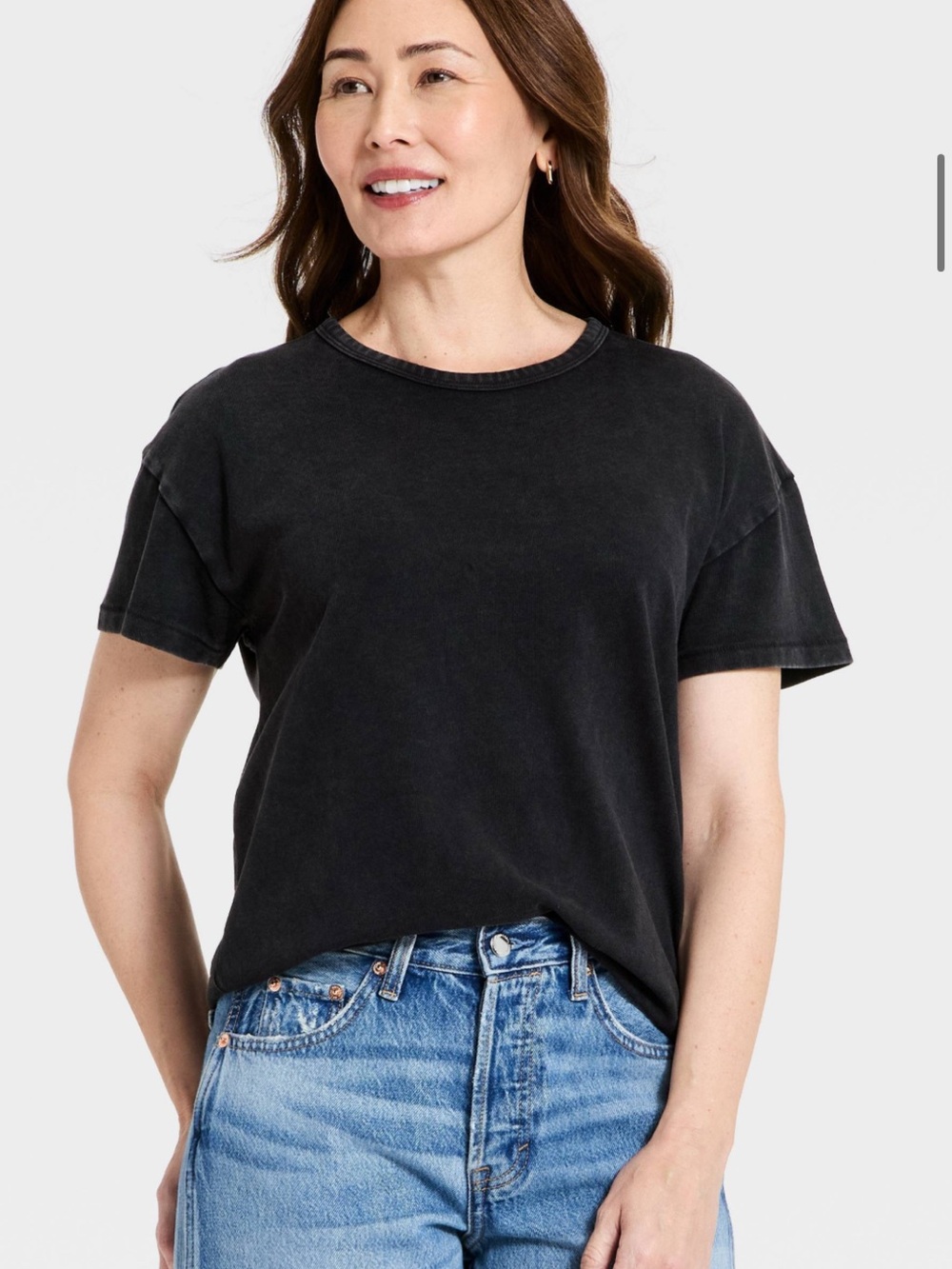 Women’s Short Sleeve Boyfriend T-Shirt Dark Grey NWOT Sz Small Boxy Loose Casual